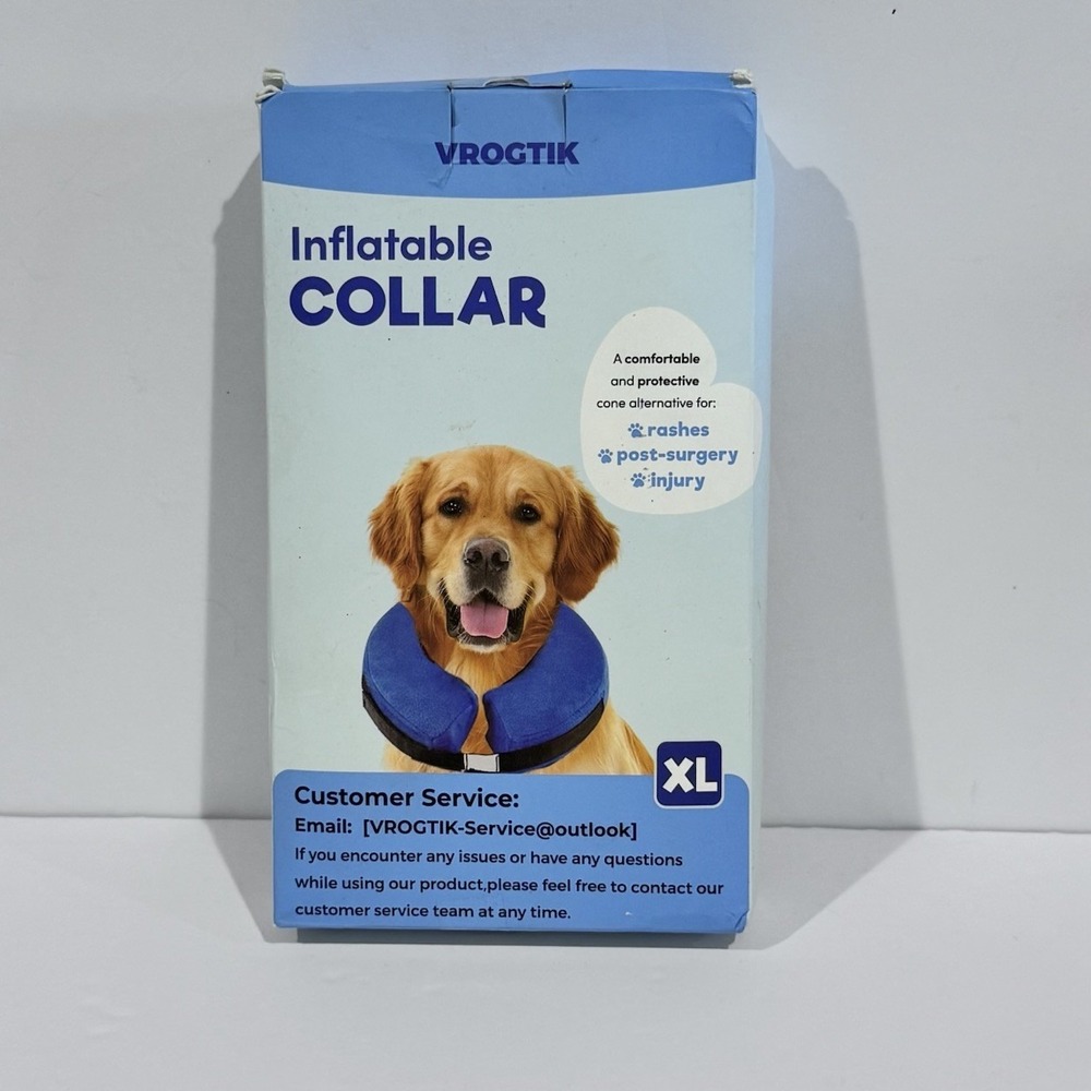 New XL Adjustable Soft Inflatable Collar For Dogs Post Surgery Rashes‎ Or Injury